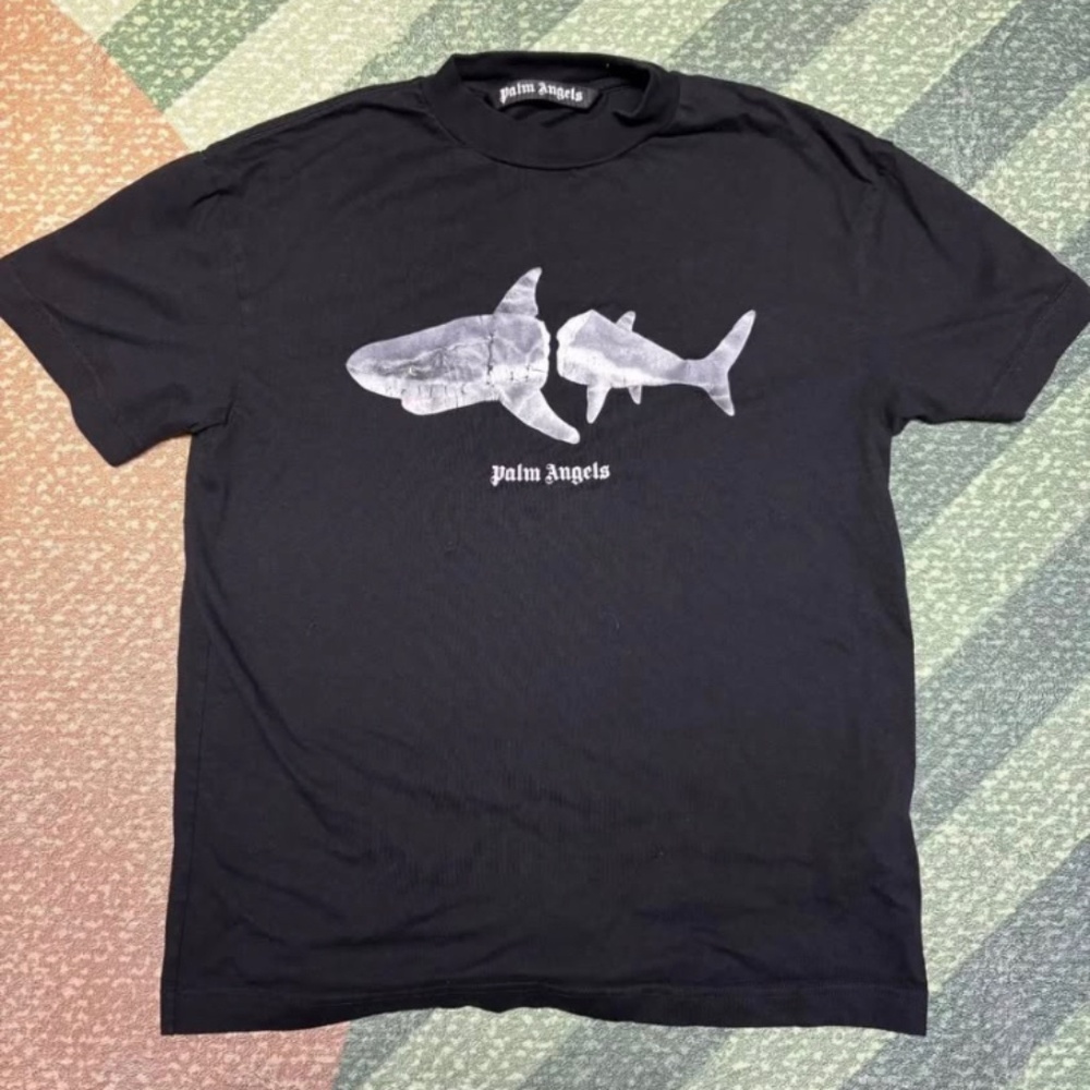 Palm Angels White Neck Logo T-Shirt Size small